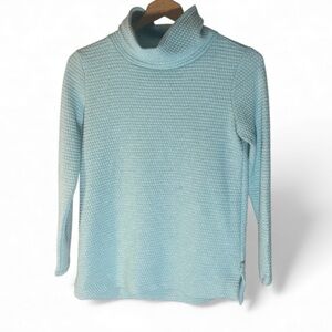H6- Small Talbots Sky Blue Textured Cowl Neck Sweater